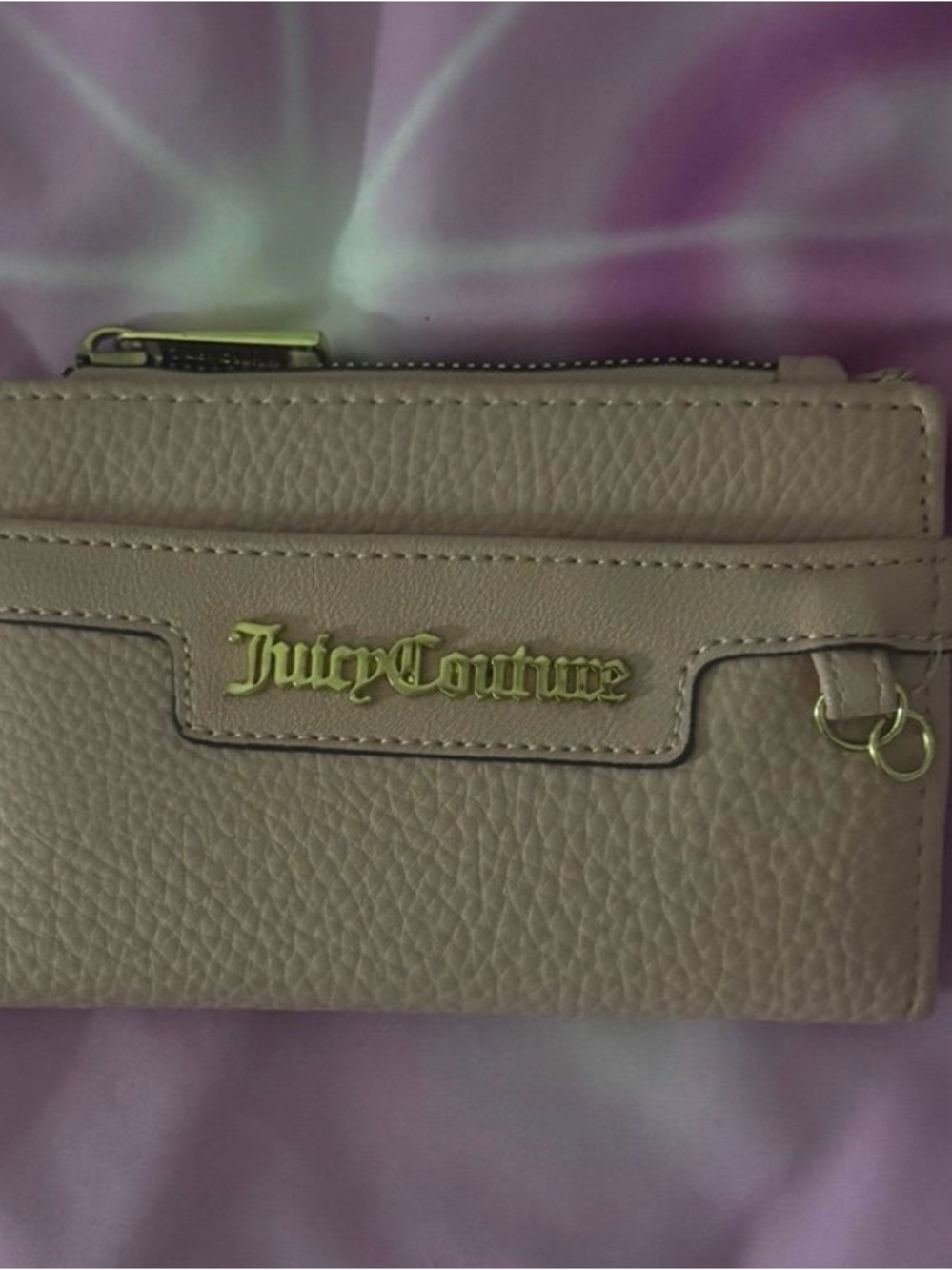 Juicy Couture Pink Beige Leather Wallet with Gold Logo